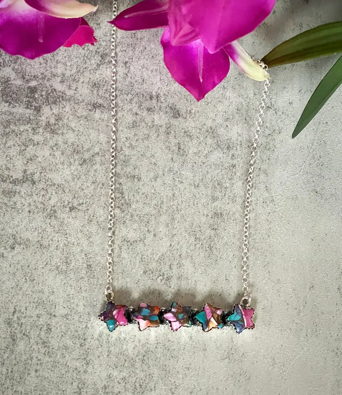SophiaRene Boutique Necklaces Sterling Silver Star Bar Stone Necklace