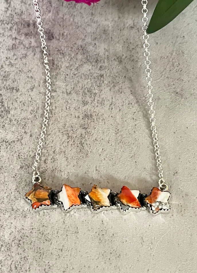 SophiaRene Boutique Necklaces Sterling Silver Star Bar Stone Necklace