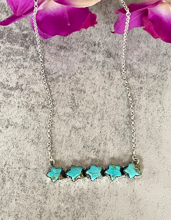 SophiaRene Boutique Necklaces Sterling Silver Star Bar Stone Necklace
