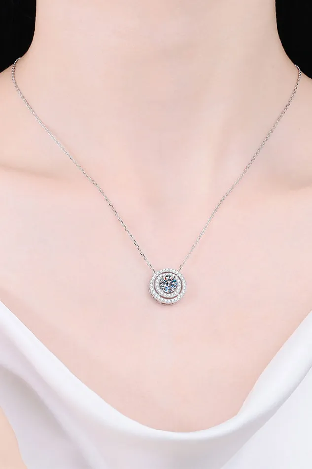 Trendsi Necklaces Moissanite Round Pendant RhodiumPlated Necklace